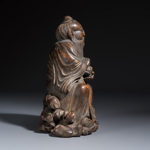 A Chinese carved bamboo seated figure of Dongfang Shuo — foto 5
