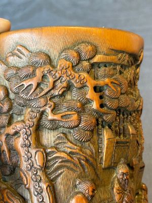 A Chinese carved bamboo 'Seven Sages of the Bamboo Grove' brush pot, 19th C. — 照片 12