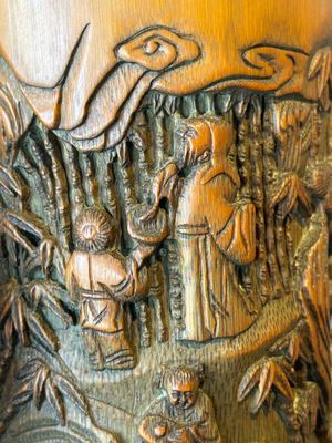 A Chinese carved bamboo 'Seven Sages of the Bamboo Grove' brush pot, 19th C. — 照片 15