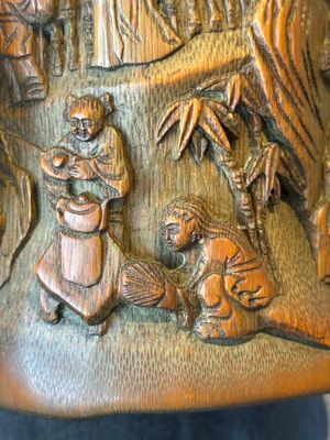 A Chinese carved bamboo 'Seven Sages of the Bamboo Grove' brush pot, 19th C. — 照片 16