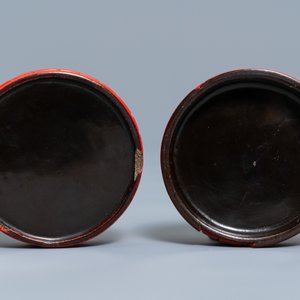 A Chinese carved cinnabar lacquer box and cover, 18/19th C. — photo 7