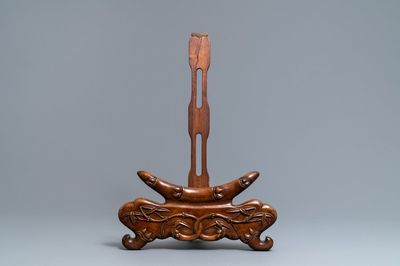 A Chinese carved hongmu dish stand, Qing