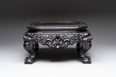 A Chinese carved hongmu stand, Canton 19th C.