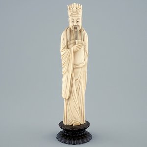 A Chinese carved ivory figure of a sage with a beaker on a lotus-shaped base, 19th C. — 照片 1