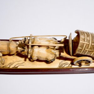 A Chinese carved ivory group of a farmer with buffaloes and a chariot, early 20th C. — 照片 6