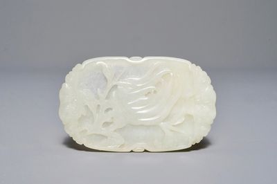 A Chinese carved jade Buddha's hand plaque, 19th C.