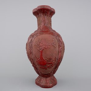 A Chinese carved lacquer vase with a gilt Qianlong mark, 18th C. — photo 4