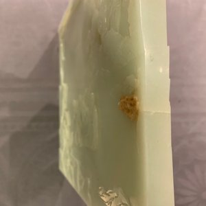 A Chinese carved pale celadon jade and hardwood table screen, 19/20th C. — photo 17