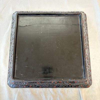 A Chinese carved red and black cinnabar lacquer square tray — photo 8