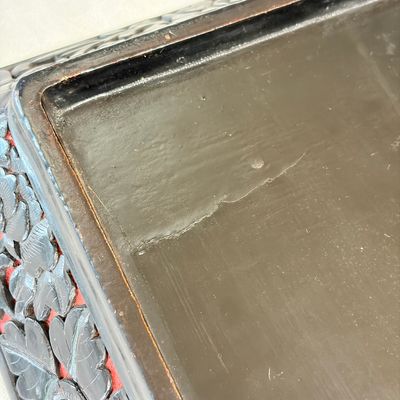 A Chinese carved red and black cinnabar lacquer square tray — photo 13