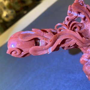A Chinese carved red coral 'Guanyin' group, 19/20th C. — 照片 29