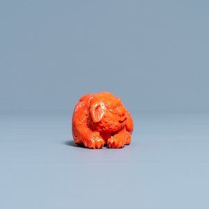 A Chinese carved red coral model of a Buddhist lion, 19/20th C. — photo 5