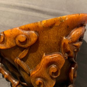 A Chinese carved rhinoceros horn 'libation cup', Ming/Qing — photo 9