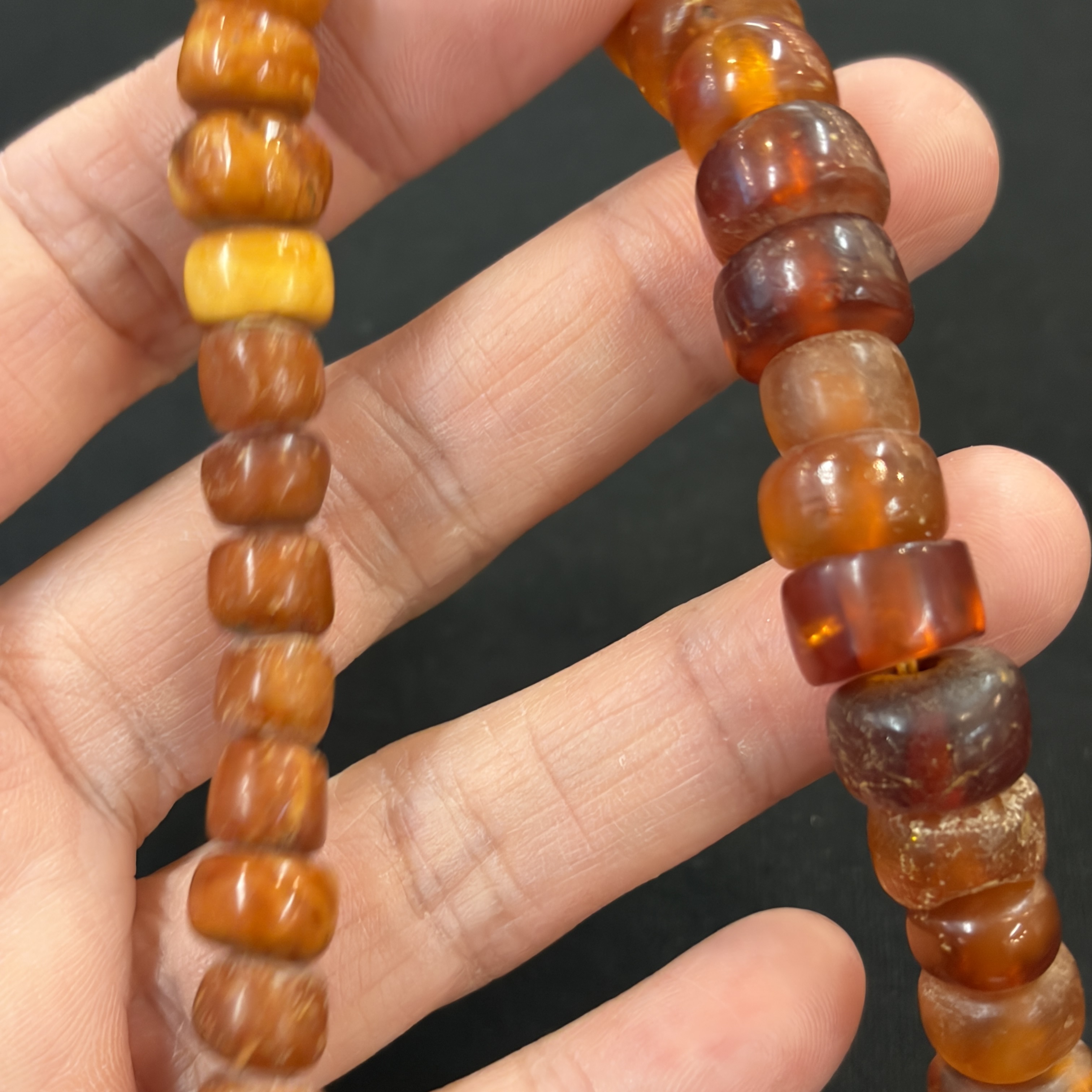 A Chinese carved seed prayer beads and amber beads — photo 6