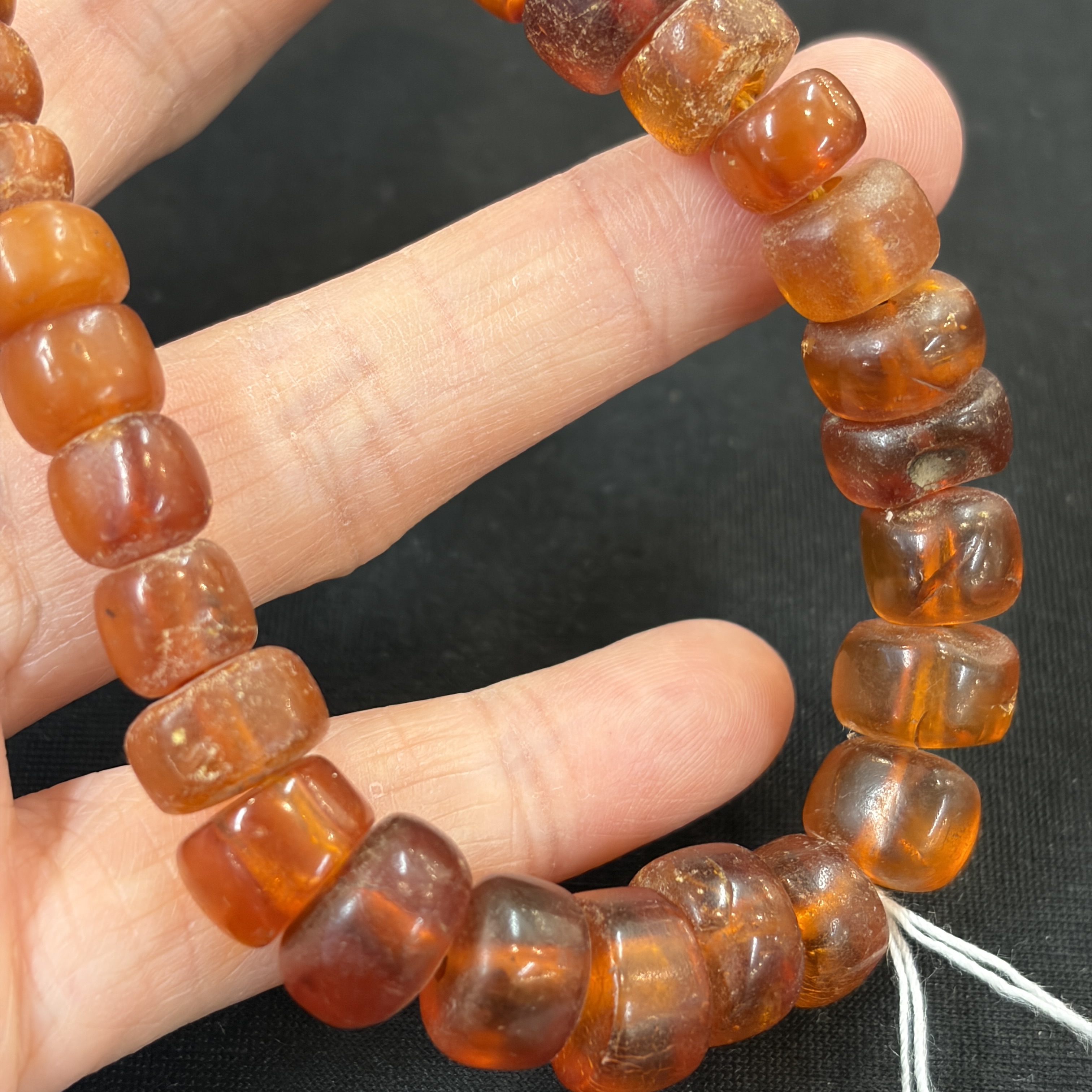 A Chinese carved seed prayer beads and amber beads — photo 8