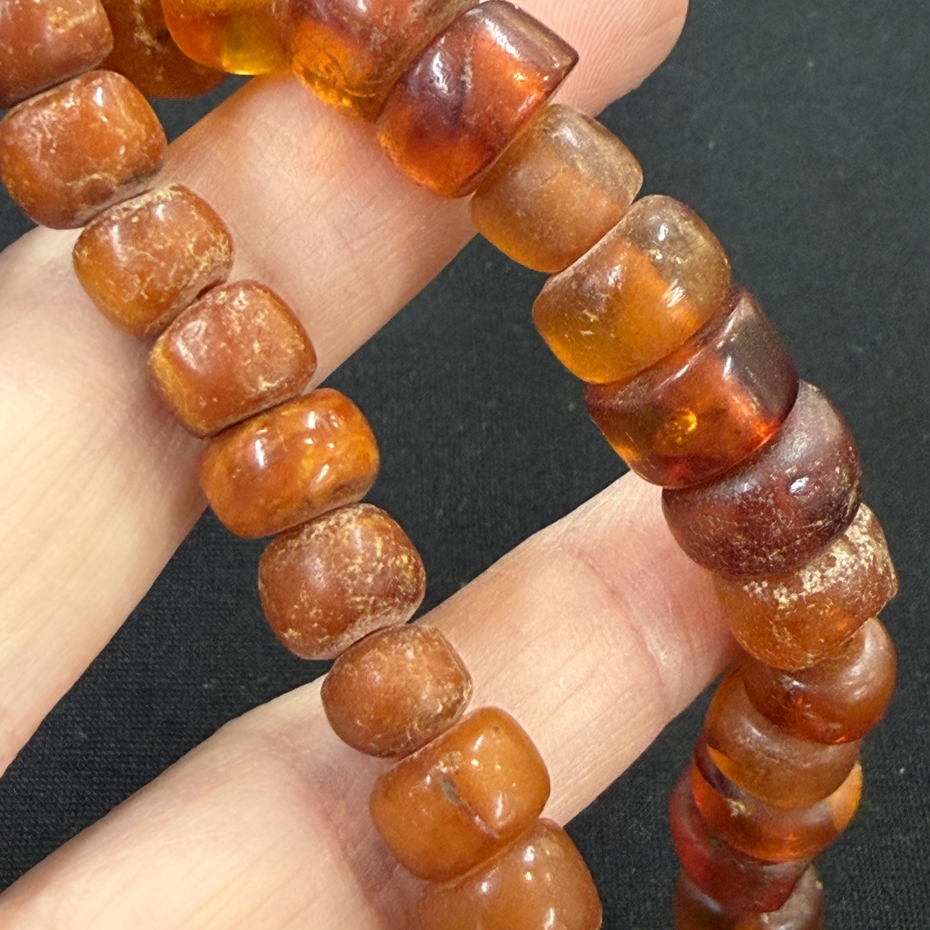 A Chinese carved seed prayer beads and amber beads — photo 9