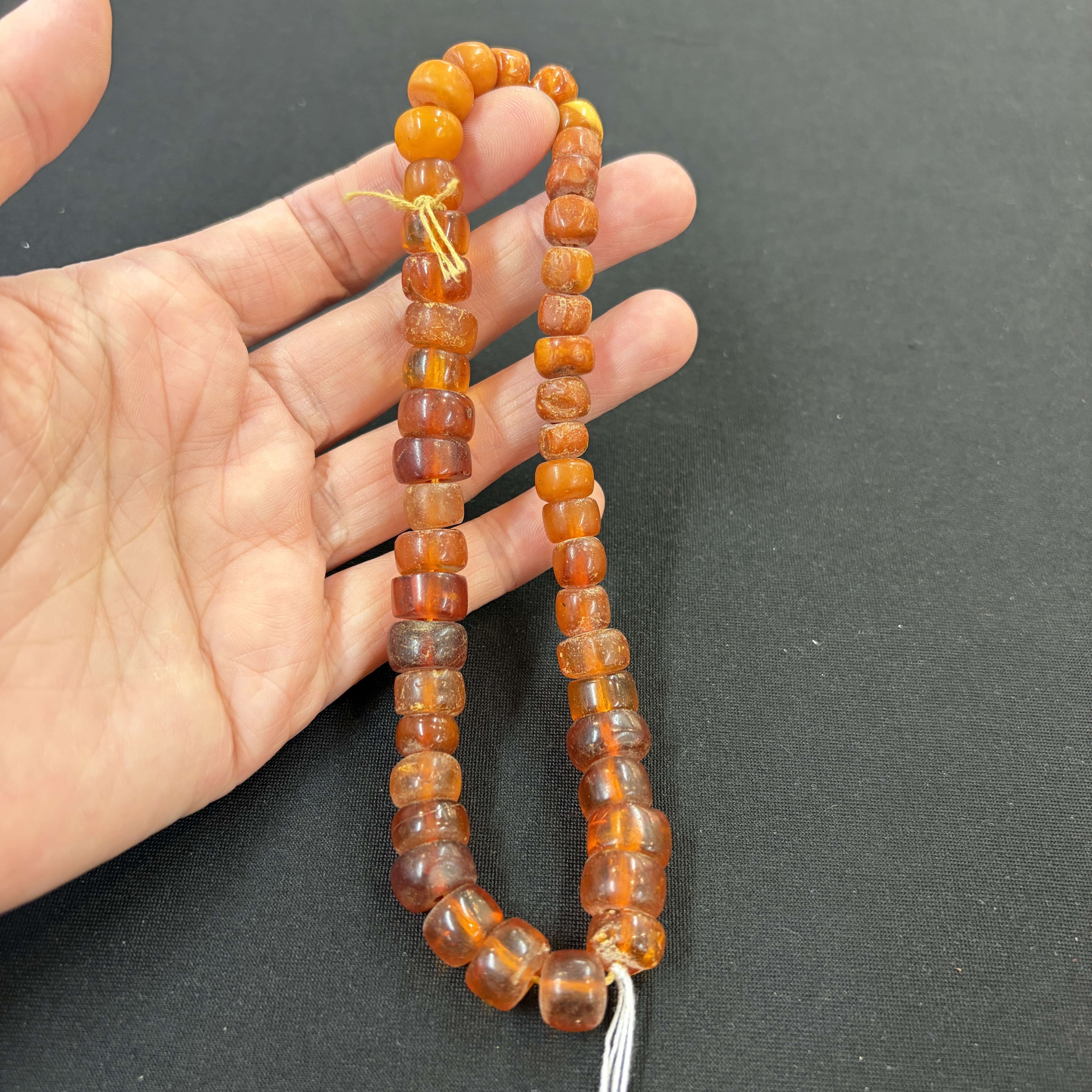 A Chinese carved seed prayer beads and amber beads — photo 1