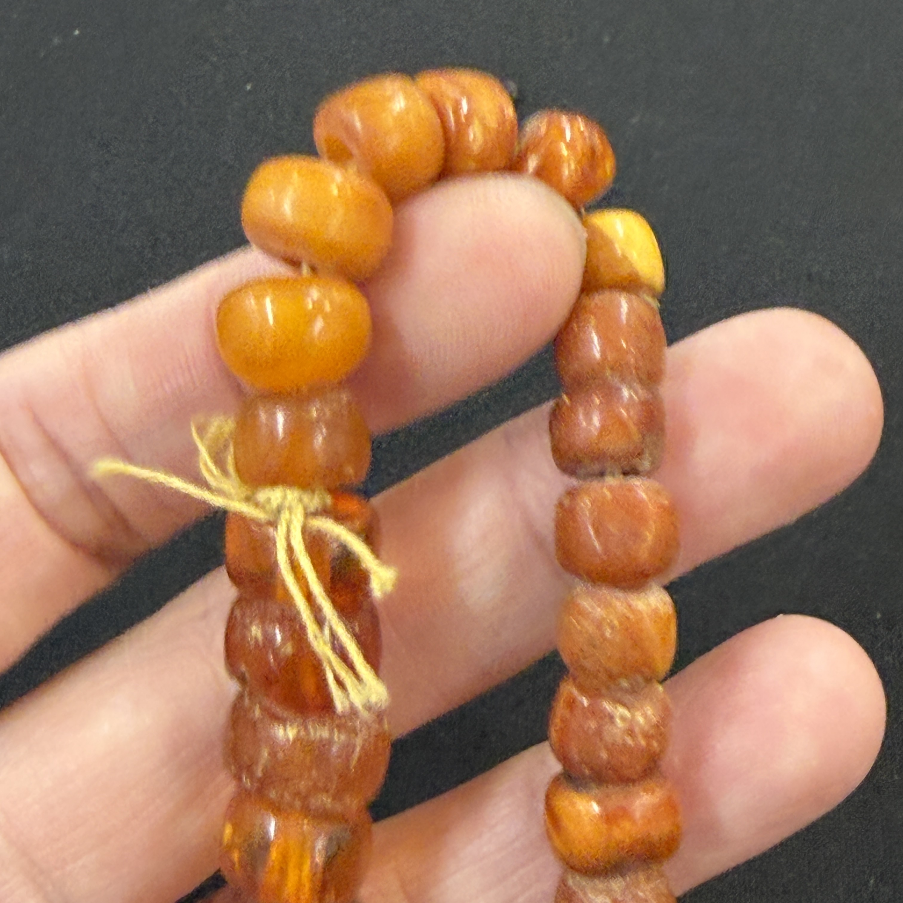 A Chinese carved seed prayer beads and amber beads — photo 2