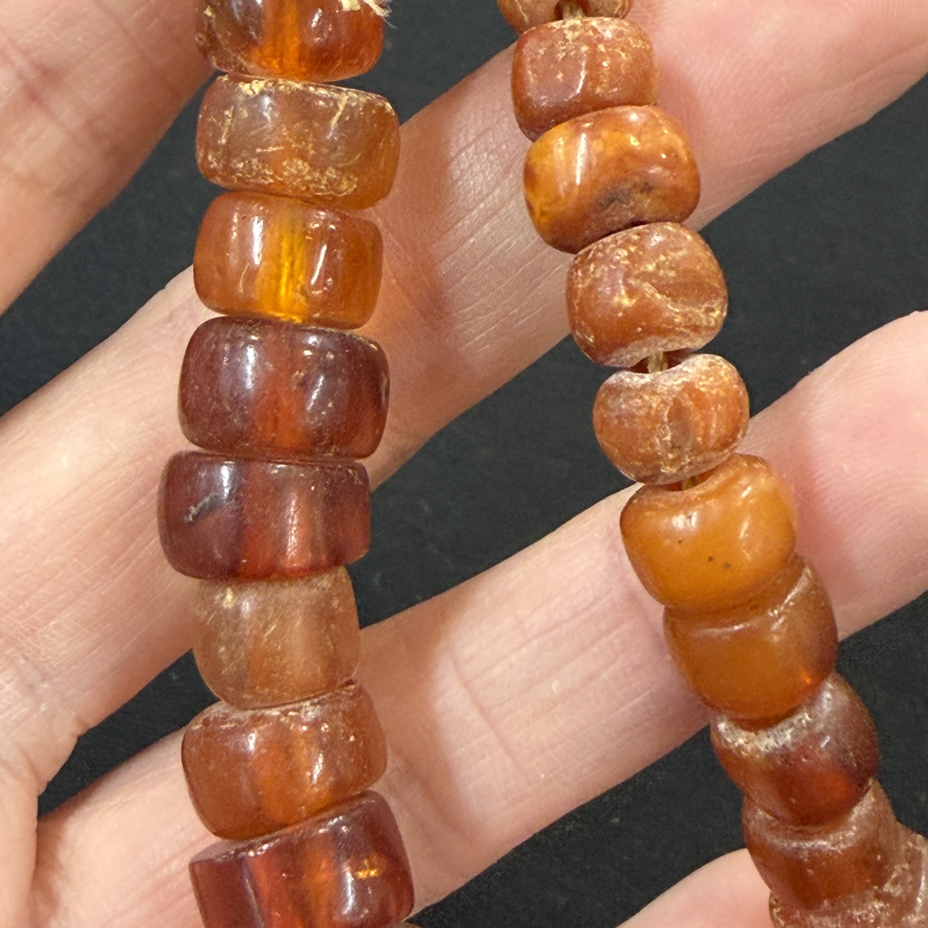 A Chinese carved seed prayer beads and amber beads — photo 3