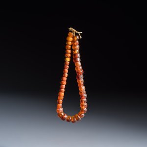 A Chinese carved seed prayer beads and amber beads — photo 5