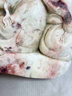 A Chinese carved soapstone 'Luohan' group on a wooden stand, Republic — 照片 11