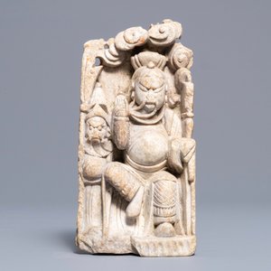 A Chinese carved soapstone relief of Zhenwu, 18/19th C. — 照片 6