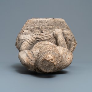 A Chinese carved stone group of Buddha on a throne, Wei or later — photo 6