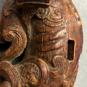 A Chinese carved wood 'Qilin and cub' group, 19/20th C. — 照片 14