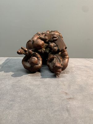 A Chinese carved wooden 'Fu Lu Shou' group, 19/20th C. — photo 5