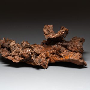 A Chinese carved wooden group and a natural root sculpture, 20th C. — photo 10