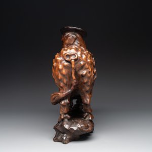 A Chinese carved wooden group of a boy riding a water buffalo, 20th C. — photo 5
