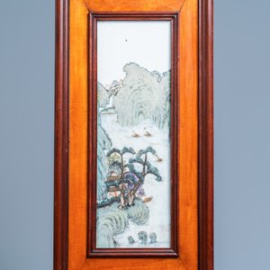 A Chinese carved wooden panel with landscape plaques, 19/20th C. — 照片 3