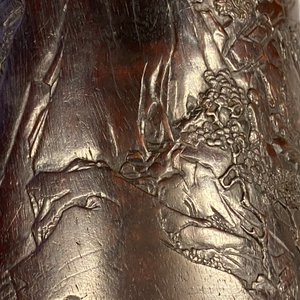 A Chinese carved zitan wood brush pot with a mountainous landscape, 17/18th C. — 照片 29