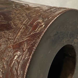 A Chinese carved zitan wood brush pot with a mountainous landscape, 17/18th C. — 照片 39