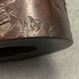 A Chinese carved zitan wood brush pot with a mountainous landscape, 17/18th C. — 照片 41