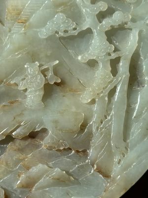 A Chinese celadon and russet jade plaque with landscape design, 19th C. — photo 13
