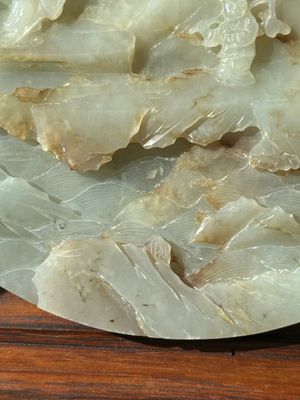 A Chinese celadon and russet jade plaque with landscape design, 19th C. — photo 14