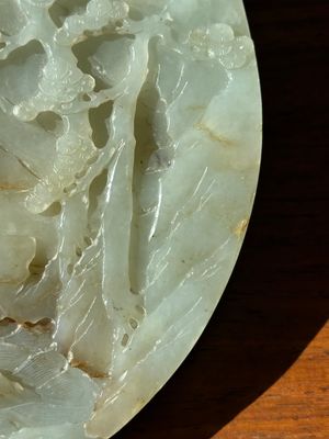 A Chinese celadon and russet jade plaque with landscape design, 19th C. — photo 15