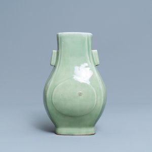 A Chinese celadon-glazed 'fanghu' vase, Qianlong mark and of the period — photo 3