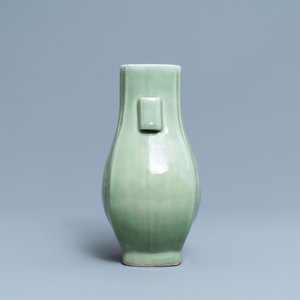 A Chinese celadon-glazed 'fanghu' vase, Qianlong mark and of the period — photo 4