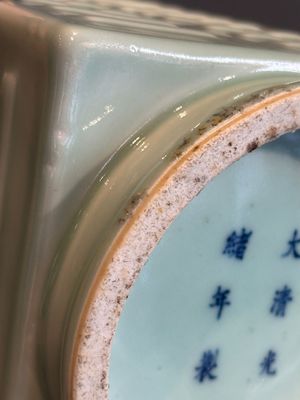 A Chinese celadon-glazed 'trigrams' 'cong' vase, Guangxu mark and of the period — photo 6