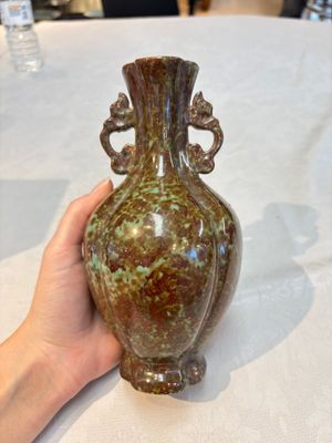 A Chinese celadon-glazed vase and a faux bronze-glazed vase, Qianlong mark, 18/19th C. — photo 1