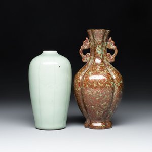 A Chinese celadon-glazed vase and a faux bronze-glazed vase, Qianlong mark, 18/19th C. — photo 1