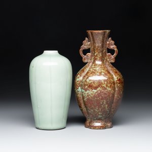 A Chinese celadon-glazed vase and a faux bronze-glazed vase, Qianlong mark, 18/19th C. — photo 3