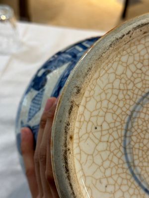 A Chinese celadon-ground blue and white dish and a vase and cover, Chenghua mark, 19th C. — photo 18