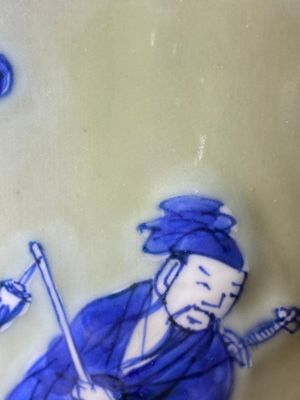 A Chinese celadon-ground blue, white and copper-red rouleau vase, Kangxi — 照片 18