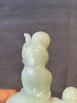 A Chinese celadon jade group of two boys cleansing an elephant, 18th C. — photo 9