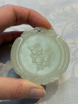 A Chinese celadon jade snuff bottle, a plaque and a ritual stick, Han and later — photo 3