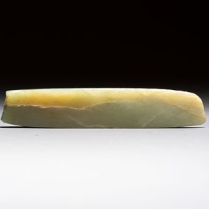 A Chinese celadon jade snuff bottle, a plaque and a ritual stick, Han and later — photo 9