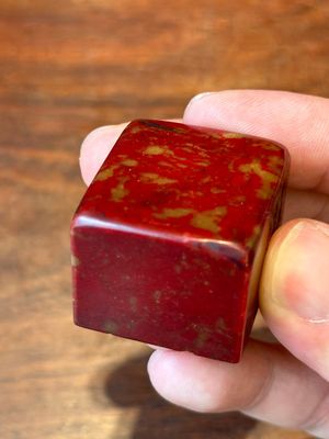 A Chinese 'chicken blood' soapstone seal and a russet jade seal, Qing — photo 12